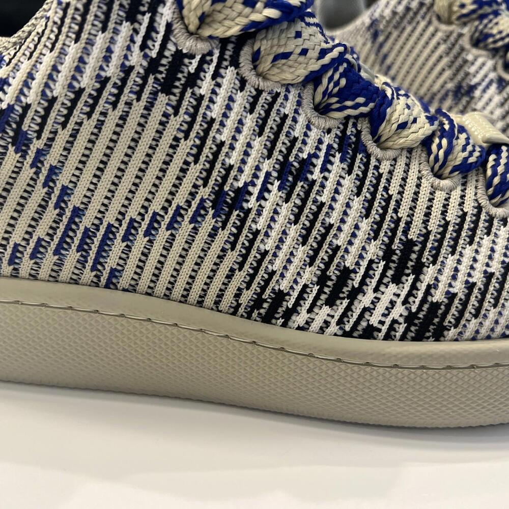 $890 Burberry Knit Box Sneakers Men Lichen Ip Check Size 8 /41 - Picture 5 of 16